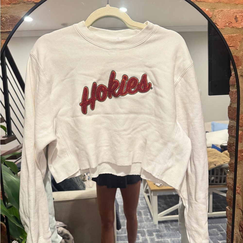 Virginia Tech/Hokies White - champion Reverse Weave cropped crewneck